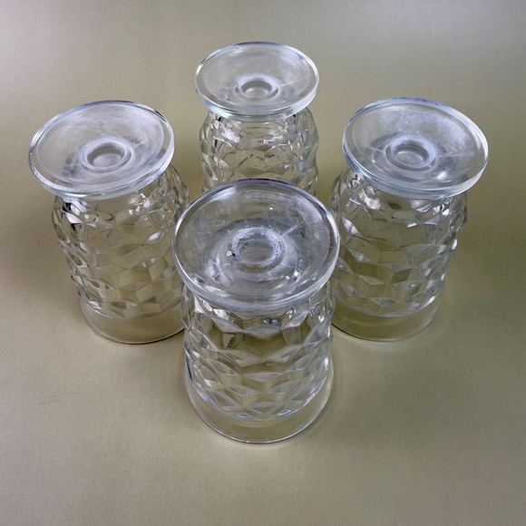 Vintage Indiana Glass Footed Juice Cups | Clear Paneled Tumblers | Set of 4 - Picture 12 of 12